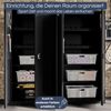Werkzeugschrank mit Lochwand KESU - 5 Ebenen, Abschließbar | Metallschrank mit Werkzeugwand Werkstattschrank Perforierte Rückwand, 185x92x50cm Schwarz Bild 3