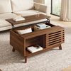 Couchtisch Modern Retro, höhenverstellbare Tischplatte, verschiebbare Jalousietür, Walnuss-Optik, MDF-Korpus, multifunktionaler Wohnzimmertisch Bild 3
