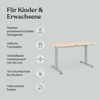 Ehrenkind Schreibtisch höhenverstellbar für Kinder und Erwachsene (mit Massivholzplatte & Stahlgestell, langlebig, Holzplatte aus massivem Kiefernholz), mitwachsend & zeitlos Bild 3