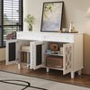 Sideboard 140x40x83 cm - Elegantes Design mit Spiegeltüren & kristallförmigen Griffen Bild 4