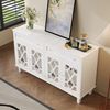 Sideboard 140x40x83 cm - Elegantes Design mit Spiegeltüren & kristallförmigen Griffen Bild 3