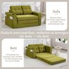 LVHOM 2-Sitzer Sofa aus Cordstoff – Montagefrei, Multifunktionales Schlafsofa mit Getränkehaltern und Seitentaschen, klappbares Gästebett, Olivgrün Bild 2