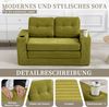 LVHOM 2-Sitzer Sofa aus Cordstoff – Montagefrei, Multifunktionales Schlafsofa mit Getränkehaltern und Seitentaschen, klappbares Gästebett, Olivgrün Bild 3