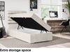 MEBLINI Boxspringbett KARIM 100x200 cm mit Bettkasten - H4/Beige Samt Gepolstert Einzelbett mit Topper & Taschenfederkern-Matratze - 100x200 Links Bild 5