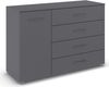 rauch Aditio Box, Kommode, 1-türig, 4 Schubladen, mit Softclose-Funktion, Farbe Grau metallic, BxHxT 120x81x42cm Bild 3
