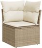 vidaXL 7-tlg. Garten-Sofagarnitur mit Kissen Beige Poly Rattan Akazie 3327621 Bild 4