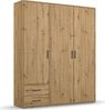 rauch Kleiderschrank; Drehtürenschrank VOYAGER, 3-türig, 2 Schubkästen, Eiche Artisan, 140x194x53xcm Bild 3