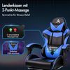 Massage-Gaming-Stuhl 150° Neigung, ergonomischer Chefsessel Blau PU-Leder Bild 3