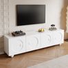 TV-Schrank 180,5 x 38 x 50 cm in Weiß – mit 3D-Rundrelief-Türen und Stauraum Bild 2
