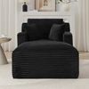 1-Sitzer Chaiselongue Sofa H 82 x T 100 x B 166 cm aus Cord in Schwarz, multifunktional als Relaxsessel & Schlafsofa Bild 2