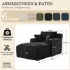 1-Sitzer Chaiselongue Sofa H 82 x T 100 x B 166 cm aus Cord in Schwarz, multifunktional als Relaxsessel & Schlafsofa Bild 4