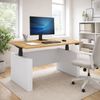 VCM Schreibtisch Salia 922371 Weiß / Honig-Eiche H. 73-122 x B. 138 x T. 80 cm Bild 3