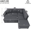 Merax L‑förmiges ausziehbares Ecksofa mit Schlaffunktion, Stauraum‑Hocker, klappbarem Couchtisch, USB‑ und Type‑C‑Anschluss, Leselicht und 2 Kissen, Grau Bild 4