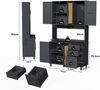 Merax 183cm Küchenanrichte, Buffet, App-gesteuerte LED-Deko-Lichter, 2 x USB, 2 x Steckdosen, verstellbare Einlegeböden, 3 Schubladen, Schwarz Bild 4
