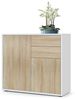 Vladon Sideboard Ben, Kommode mit 2 Türen und 2 Schubladen, Weiß matt/Eiche Sägegrau (79 x 74 x 36 cm) Bild 4