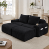 Modulares Cordsofa für 2 Personen (mit 2 Hockern), Getränkehalter, Tasche, Schwarz Bild 1