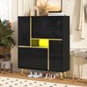 Schuhschrank 80x25x96 cm mit LED-Beleuchtung in Schwarz Bild 3