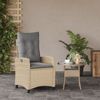 vidaXL Gartensessel mit Kissen Verstellbar Beigemischung Poly Rattan 365213 Bild 3