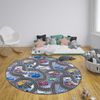 Kurzflor Straßen-Spielteppich grau/bunt - 133 cm Durchmesser Bild 2
