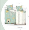MTOnlinehandel Kinderbettwäsche Regenbogen, Sterne & Sonne 135x200 + 80x80 cm, 100 % Baumwolle, Satin, 2 teilig, mit YKK Reißverschluss · sanft, weich für Mädchen & Jungen Bild 2