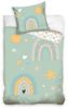 MTOnlinehandel Kinderbettwäsche Regenbogen, Sterne & Sonne 135x200 + 80x80 cm, 100 % Baumwolle, Satin, 2 teilig, mit YKK Reißverschluss · sanft, weich für Mädchen & Jungen Bild 4