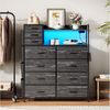 GarveeMore Kommode Highboard Kombikommode Schubkastenkommode mit 8+3 Stoffschubladen (1 St), Hochkommode mit 4 Seitenfächer, USB-Anschluss, LED, Haken und Regale Bild 3
