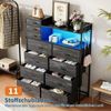 GarveeMore Kommode Highboard Kombikommode Schubkastenkommode mit 8+3 Stoffschubladen (1 St), Hochkommode mit 4 Seitenfächer, USB-Anschluss, LED, Haken und Regale Bild 4
