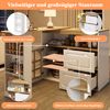 Stehtisch mit 360°-Drehfunktion & 2 Schubladen, 138-204x39x104 cm, Weiß Bild 5
