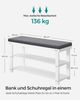 Songmics Schuhbank aus Bambus, Schuhregal mit 2 Regalebenen, Sitzbank, für Flur, Wohnzimmer, Sitzfläche bis 136 kg belastbar, 29 x 90 x 49 cm, weiß-grau SBL904W01 Bild 5