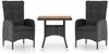 vidaXL 3-tlg. Garten-Essgruppe Poly Rattan und Akazienholz Schwarz 3058527 Bild 2