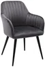 Vente-unique - ELEANA Stuhl SamtStoff Grau - B 59 cm x H 82 cm x L 58 cm Bild 4