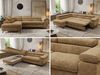 MKS Möbel 'Pablo L-Form' Ecksofa mit Schlaffunktion, verstellbare Kopfstützen, Hellbraun, Schenille grob, Visco Topper, Links Bild 2