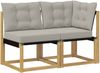 vidaXL Outdoor Mittel- und Ecksofa mit Kissen 2 Stück Weiß 901618 Bild 2