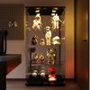 FUROKOY Glasvitrine Standvitrine, Modern Glas Vitrinenschrank (4 Lagen Glasvitrine mit 2 Glastür, Sammlervitrine, für Sammlerstücke Bücher Wein (mit Licht, schwarz) Bild 2