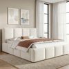 Polsterbett,Doppelbett,180x200 cm,Bett mit Lattenrost, Kopfteil, gepolstertes Kopfteil, Beige Chenille Bild 2