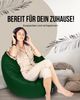 PATCH HOME 2 in 1 Sitzsack Sessel – Ø100 cm – Dunkelgrün, bequemer Sitzsack aus Luxus-Polyester-Gewebe, bereits befüllt Bild 2