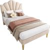 Polsterbett 90x200 cm, Muschelform, goldene Beine, Beige Bild 5
