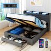 oyajia Stauraumbett LED Hydraulisches Doppelbett 140x200cm mit Ladefunktion (LED, USB- & Typ-C-Ladestation), 90/140/160 x200cm mit Ladefunktion und 1 Schubladen Bild 5