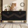 Sideboard 160x40x80,5 cm in Schwarz mit 4 Türen und höhenverstellbaren Regalen – modernes Design Bild 2