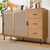 Sideboard, mit 2 Schiebetüren und 3 Schubladen mit verstellbaren Einlegeböden, Sideboard im Landhausstil, geeignet für Wohn- und Esszimmer, Holz，140 x 91 x 37 cm Bild 2