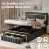 Polsterbett aus Velours 140x190 cm in Grau mit LED, Stauraum & Schublade Bild 3