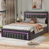 Polsterbett aus Velours 140x190 cm in Grau mit LED, Stauraum & Schublade Bild 2