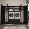 Roomart Waschmaschinenschrank SERIE-III Schrankwand 254 cm – 2 Geräte, Soft-Close | • Schwarz-Eiche Bild 5