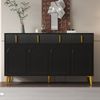 Sideboard mit goldenen Griffen und Beinen, 4 Türen, 4 Schubladen, mit herausnehmbarem Laminat, geeignet für Wohn- und Esszimmer, 140*38*82 cm. Bild 2