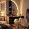HOMALL Schminktisch Hängender Schminktisch mit drei einstellbaren Farbtemperaturen (LED-Silikon-Lichtleiste in drei Farben, Maße: 106 × 40 × 143 cm, mit 3 offenen Ablagefächern und 2 Schubladen, für vielfältige Einsatzmöglichkeiten geeignet) Bild 3