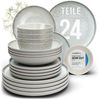 PURE LIVING INTERIOR DESIGN Geschirr-Set Steingut Geschirrset 6 Personen Ibiza 24 tlg. TESTSIEGER, Traumhaftes (24-tlg), 6 Personen, Steingut, Mediterrane Handwerksoptik, Reaktive Glasur – jedes Stück einzigartig… Bild 5