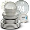 PURE LIVING INTERIOR DESIGN Geschirr-Set Steingut Geschirrset 6 Personen Ibiza 24 tlg. TESTSIEGER, Traumhaftes (24-tlg), 6 Personen, Steingut, Mediterrane Handwerksoptik, Reaktive Glasur – jedes Stück einzigartig… Bild 4