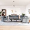 vidaXL 3-tlg. Sofagarnitur Hellgrau Stoff 3209191 Bild 3