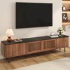 TV-Schrank 190cm×35cm×45cm modern Schwarz & Walnuss Gittertür Stauraum bis 60 kg Bild 3