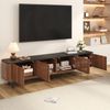 TV-Schrank 190cm×35cm×45cm modern Schwarz & Walnuss Gittertür Stauraum bis 60 kg Bild 4